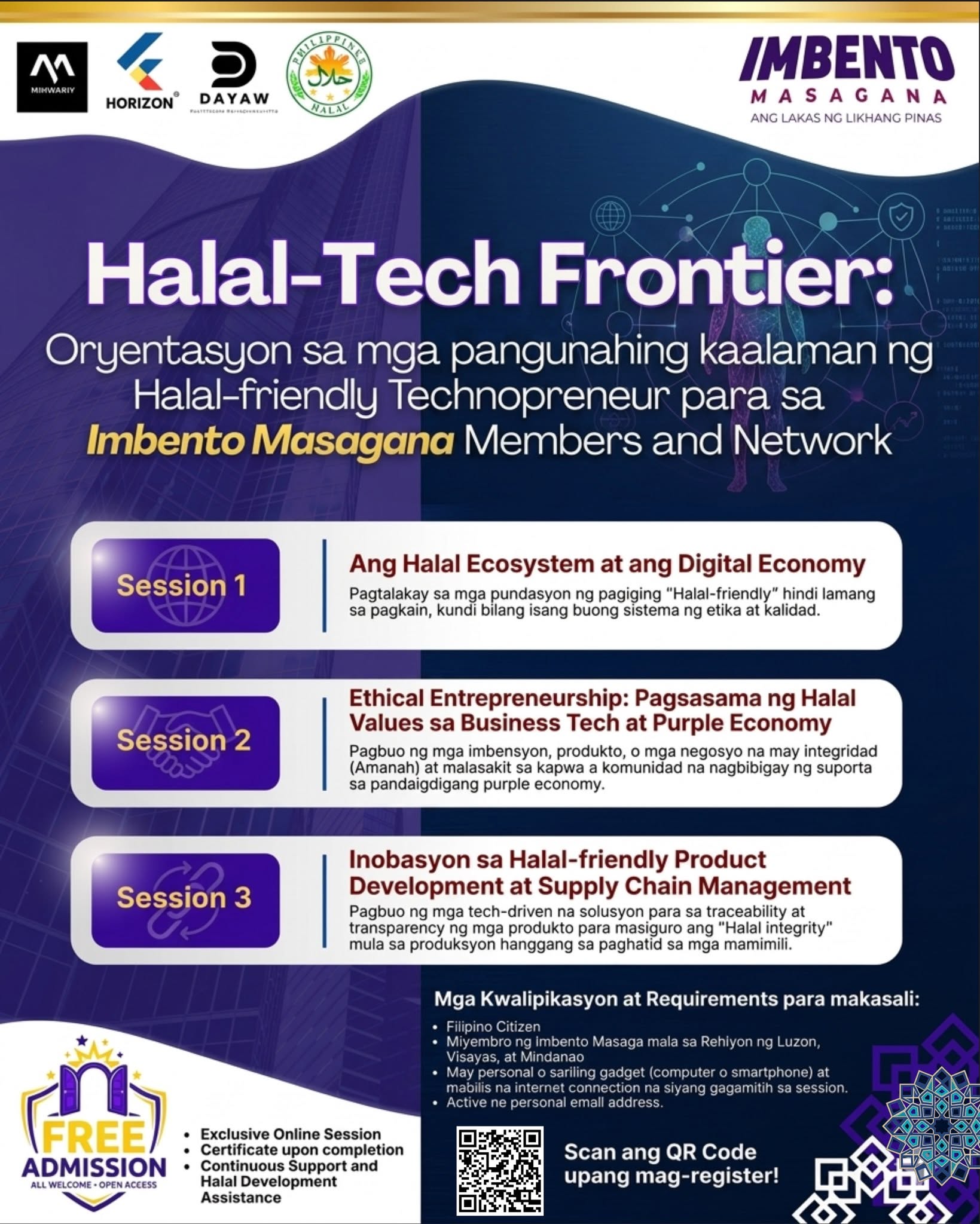 Halal-Tech Frontier program schedule for Imbento Masagana members